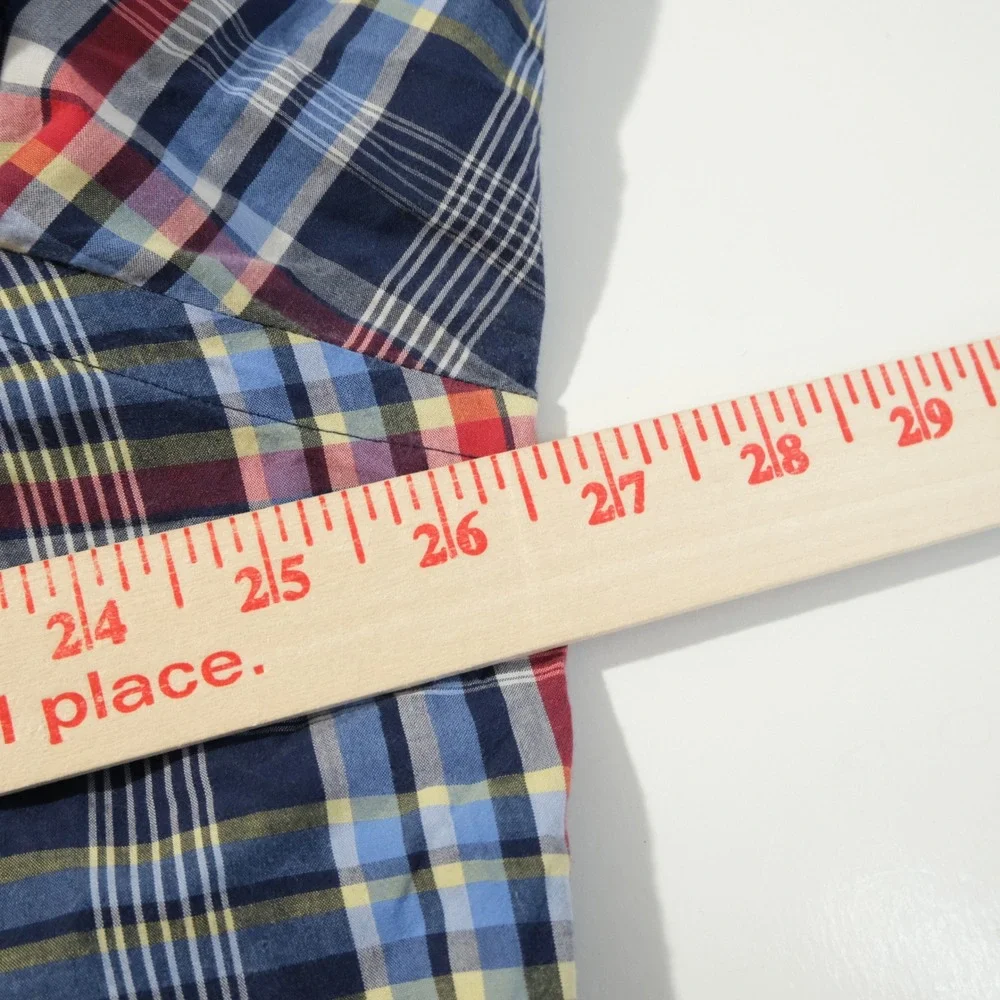 Polo Ralph Lauren XXL Custom Fit Button Down Shirt Red White Blue Plaid Mens